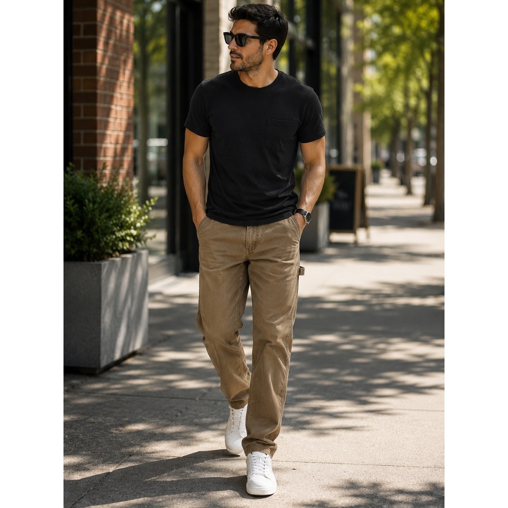Carhartt Tan Canvas Carpenter Pants Workwear Utility Trousers 30x32 AS IS
